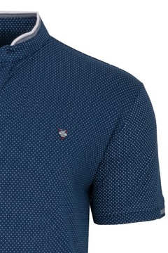 KOSZULKA MĘSKA T-SHIRT STÓJKA NIEBIESKA WZORY L