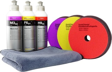 Duży zestaw polerski Koch Chemie 7 szt - 3x250ml +3 pad + mikrofibra