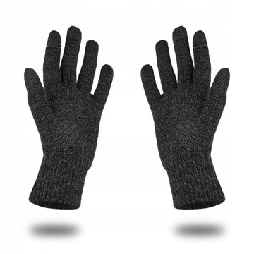 Betlewski Rękawiczki męskie ciepłe na zimę dotykowe do ekranów akryl czarne