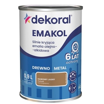 DEKORAL EMALIA SILNIE KRYJĄCA kawowy jasny 0,9L