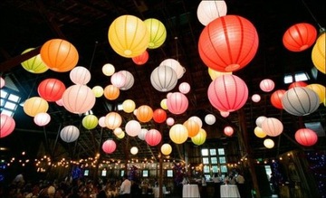 BIAŁY PAPIEROWY ABAŻUR LAMPION ŚLUB 30 cm #i129