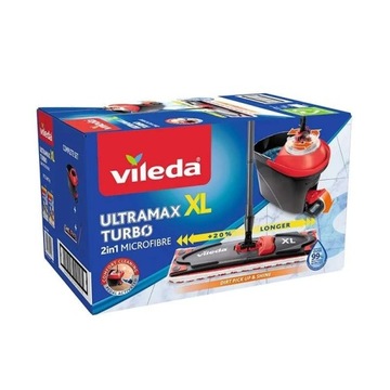 ВРАЩАЮЩАЯСЯ ШВАБРА VILEDA Ultramax Turbo XXL, ШИРИНА 42 СМ + БЕСПЛАТНАЯ Раковина, 2 шт.
