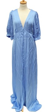 Sukienka Maxi Nowa Long Lindex Niebieska Satynowa L 40 Połyskująca