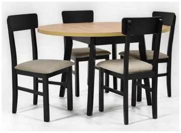 Okrągły stół rozkładany 100 cm 4 krzesła KOLORY