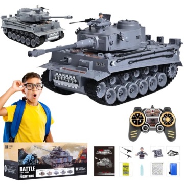 Dálkově ovládaný Tank Tiger Střílí na dálkové ovládání Dymi Na kuličky Velký 1:18