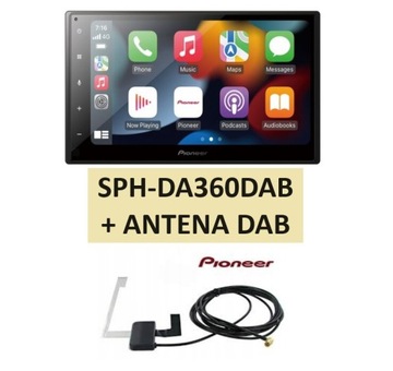 PIONEER SPH-DA360DAB WiFi GPS CarPlay 6,8 zestaw z ORYGINALNĄ ANTENĄ DAB