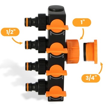 Садовый водопроводный кран, четырехкратный клапан, быстроразъемный соединитель, уменьшение шланга