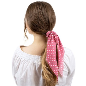 РОЗОВЫЙ шарф и резинка для волос в горошек