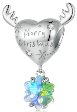 MD charms serce śnieżynka Merry Christmas renifer ŚWIĘTA | S925