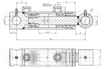 ЦИЛИНДР ГИДРАВЛИЧЕСКИЙ ПОРШЕНЬ 40/25 ХОД 50 мм L:200