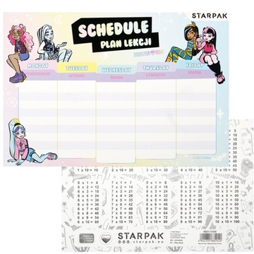 PLAN LEKCJI TABLICZKA MNOŻENIA MONSTER HIGH