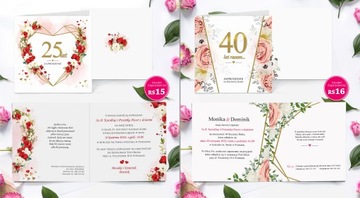 Пригласительные на годовщину свадьбы 20, 30, 40, 50 - 10 шт.