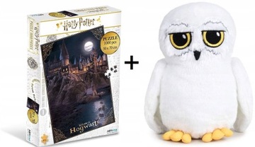 HARRY POTTER Puzzle 1000el + Maskotka Sowa Hedwiga Zestaw na Prezent