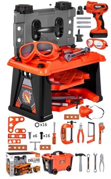 ZESTAW MAŁY MAJSTERKOWICZ WARSZTAT dla DZIECKA WÓZEK SKRZYNIA + Narzędzia