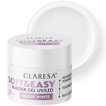 Гель для наращивания ногтей Claresa Soft&Easy Milky White 45 г молочный + пилка для ногтей