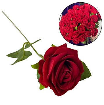 RÓŻA CZERWONA WELUROWA PREMIUM 50cm WALENTYNKI