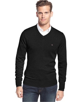 154 TOMMY HILFIGER MODNY SWETER MĘSKI PREMIUM COTTON VNECK L