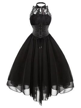 InsDoit Goth Mesh Sexy Leather Sleeveless Black Mi
