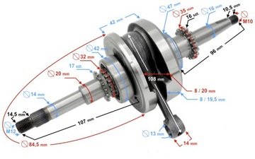 WAŁ KORBOWY do skutera 4T 50-80cc Barton Junak
