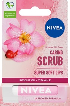 NIVEA Pielęgnujący peeling do ust Dzika Róża wit E