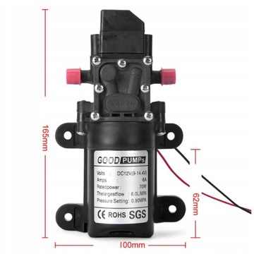 МЕМБРАННЫЙ ВОДЯНОЙ НАСОС 6Л/МИН 12В 70ВТ САМОВСАСЫВАЮЩИЙ ДЛЯ САДА