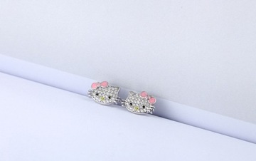 Серьги Hello Kitty Kitten с заклепками из циркония