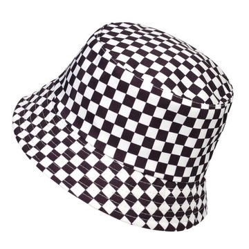 Czapka bucket hat kapelusz rybacki dwustronny w kratkę kratka szachownica
