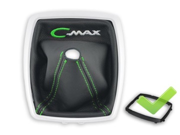 FORD C-MAX 2007-2010 MIESZEK ZMIANY BIEGÓW SKÓRA HAFT ZIELONY + RAMKA