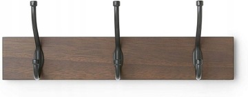 AMAZON BASICS WIESZAK DREWNIANY Z 3 HACZYKAMI 34 cm STYLOWY DO DOMU