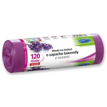 WORKI NA ŚMIECI Z USZAMI LAWENDOWE 120L 10 SZT. STELLA