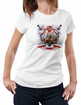 DAMSKA KOSZULKA PATRIOTYCZNA BIAŁA BAWEŁNA r.XL