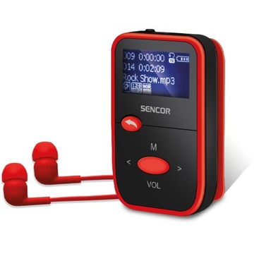 Odtwarzacz MP3 pamięć 8GB 2000 utworów 110 mAh 7h pracy Sencor SFP 4408RD