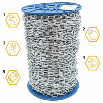 Хозяйственная цепочка D1 DIN 5685A рулон 2мм 100м.