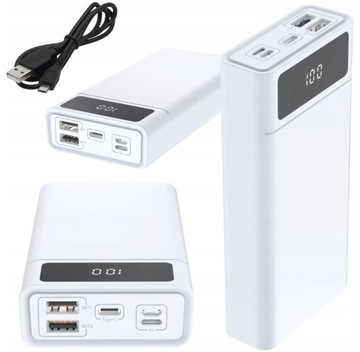 Power Bank 40000mAh 2xUSB szybki PD QC USB-C biały