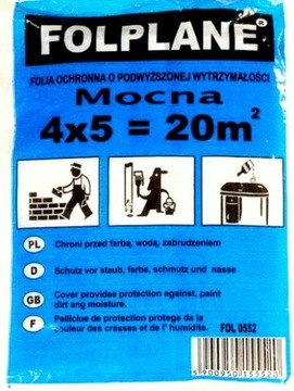 FOLIA MALARSKA OCHRONNA PLANDEKA 4x5 MOCNA 25my