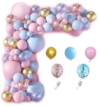 BALONY GIRLANDA BALONOWA RÓŻOWA UNICORN NIEBIESKI