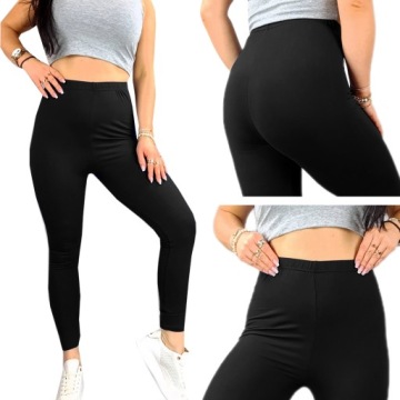 LEGGINSY BAMBUSOWE DŁUGIE z WYSOKIM STANEM getry KRYJĄCE JAKOŚĆ KOLORY L/XL