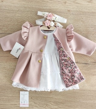 Крестильное пальто Адель для девочки, 74 розовый