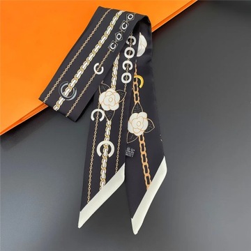 Fashion Luxury Scarf Chain Flower Print 90cm Long Small Woman Decoracion H