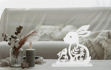 Пасхальное украшение Зайка 2 ЗАЯЧИКА, БЕЛЫЙ металл
