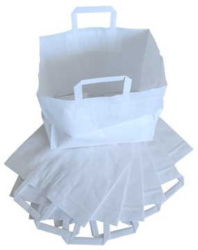 Torba papierowa 32x22x25 biała 250szt cateringowa z uchem EKO