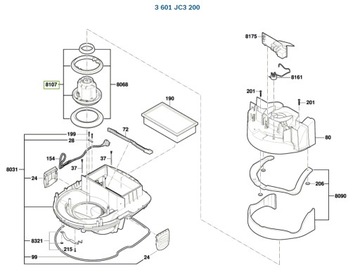 Корпус мотора промышленного пылесоса Bosch GAS35L