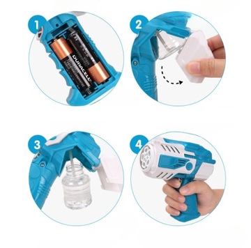 ПИСТОЛЕТ ДЛЯ ПУЗЫРЬКОВ + АВТОМАТИЧЕСКАЯ МАШИНА ДЛЯ ПУЗЫРЬКОВ СВЕТОДИОДНОЙ ПОДСВЕТКИ + БАТАРЕИ