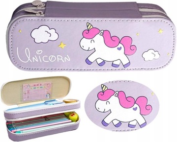 Szkolny Piórnik unicorn dwu Komorowy Mazaki kredki