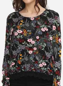 H&M 40 L Wzorzysty sweter z koronką kwiaty