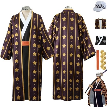 Anime One Piece Trafalgar D. Water Law Cosplay Kostium Komplet Kimono, XXL