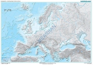 Mapa hipsometryczna Europy konturowa ćwiczeniowa