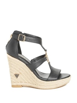 GUESS sandały damskie na platformie, espadryle Janessa czarne 37,5