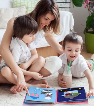 3D СЕНСОРНАЯ КНИГА ДЛЯ ОБРАЗОВАНИЯ 12 ТЕМ ИГРУШКА ИЗ ТКАНИ ВОЙЛА
