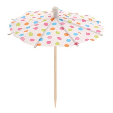 2x100 szt. Koło w kropki Parasol Tropikalne koktajlowe wykałaczki do jedzenia